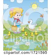 Poster, Art Print Of Little Girl With Ducks