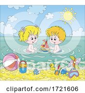 Poster, Art Print Of Children Playing At A Beach