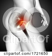 3D Male Medical Figure With Close Up Of Hip Bone
