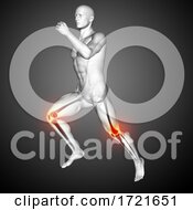 Poster, Art Print Of 3d Male Medical Figure Running With Knees Highlighted
