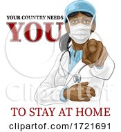 Poster, Art Print Of Doctor Woman Needs You Stay Home Pointing Poster