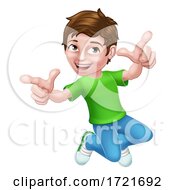 Poster, Art Print Of Happy Jumping Boy Kid Child Cartoon Character