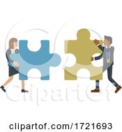 Poster, Art Print Of Puzzle Piece Jigsaw Characters Business Concept