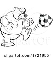Poster, Art Print Of Bear Soccer Mascot Kicking