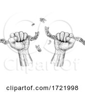 Poster, Art Print Of Hands Breaking Chain Links Freedom Design