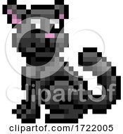 Black Witch Cat Game Pixel Art Halloween Icon