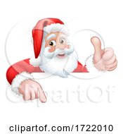 Poster, Art Print Of Santa Claus Christmas Peeking Pointing Cartoon