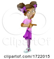 Black Girl Cartoon Child Kid Pointing Sign