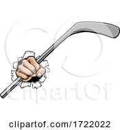 Poster, Art Print Of Hand Holding Ice Hockey Stick Cartoon