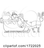 Poster, Art Print Of Cartoon Coronavirus Santa And Masked Reindeer