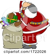 Poster, Art Print Of Cartoon Covid Santa Packing His Sack