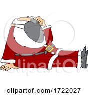 Cartoon Covid Santa Sitting And Wearing A Mask