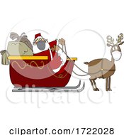 Poster, Art Print Of Cartoon Covid Santa And Masked Reindeer
