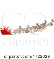 Poster, Art Print Of Cartoon Covid Santa Flying His Sleigh