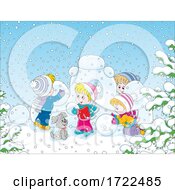 Poster, Art Print Of Children Playing On A Winter Day