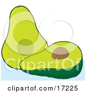 Poster, Art Print Of Halved Green Avocado With A Seed In The Middle