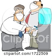 Poster, Art Print Of Cartoon Business Men Wearing Masks At The Office Water Cooler