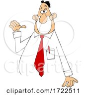 Cartoon Business Man Wearing A Covid Mask Uner His Nose