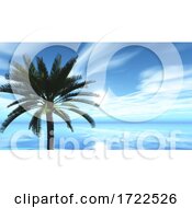 Poster, Art Print Of 3d Tropical Landscape With Palm Tree Against Ocean