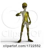 3D Alien Figure With Hand Pointing