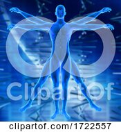 Poster, Art Print Of 3d Medical Background With Vitruvian Style Male Figure