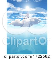 Poster, Art Print Of 3d Surreal Landscape With Female In Yoga Position In Cloud