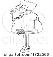Cartoon Lady Holding A Swatter And Wearing A Mask With A Fly On Her Nose