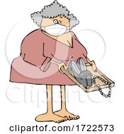 Poster, Art Print Of Cartoon Woman Wearing A Mask And Going Through Airport Security