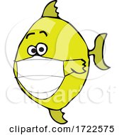 Poster, Art Print Of Cartoon Yellow Fish Wearing A Mask