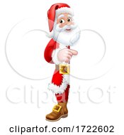 Poster, Art Print Of Santa Claus Christmas Cartoon Peeking Pointing