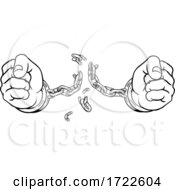 Poster, Art Print Of Hands Breaking Chain Shackles Cuffs Freedom Design