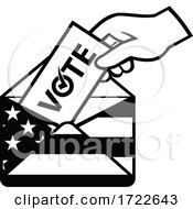 American Voter Voting Posting Postal Ballot During Election USA Flag Envelope Retro