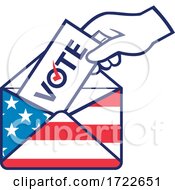 Poster, Art Print Of American Voter Voting Posting Postal Ballot During Election Usa Flag Envelope Retro