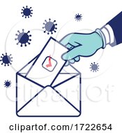 Poster, Art Print Of American Voter Voting Using Postal Ballot During Pandemic Lockdown Election Retro