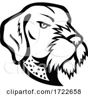 Poster, Art Print Of Head Of German Wirehaired Pointer Mascot Black And White