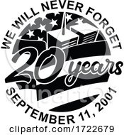 Poster, Art Print Of 9-11 Memorial Patriot Day September 11 2001 20 Years Tribute Retro Black And White