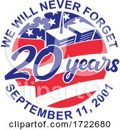 Poster, Art Print Of 9-11 Memorial Patriot Day September 11 2001 20 Years Tribute Circle Retro Color