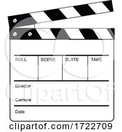 Poster, Art Print Of Movie Clapperboard Clapper Clapboard Cue Card Clacker Slate Board Or Slapperboard Retro Black And White