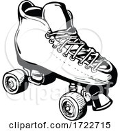 Poster, Art Print Of Vintage Woman Or Ladies Roller Derby Skates Retro Stencil Black And White
