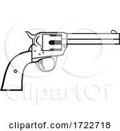 Colt Single Action Revolver Or Wheel Gun Handgun Side View Stencil Black And White Retro by patrimonio
