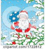 Poster, Art Print Of Santa Trekking Through Snow