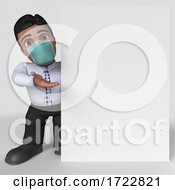 Poster, Art Print Of 3d Business Man In Face Mask On A Shaded Background