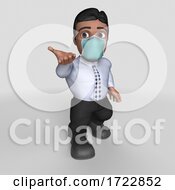 Poster, Art Print Of 3d Business Man In Face Mask On A Shaded Background