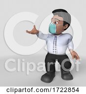 Poster, Art Print Of 3d Business Man In Face Mask On A Shaded Background