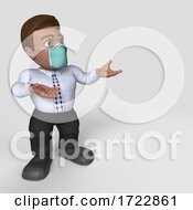 Poster, Art Print Of 3d Business Man In Face Mask On A Shaded Background