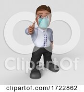 Poster, Art Print Of 3d Business Man In Face Mask On A Shaded Background