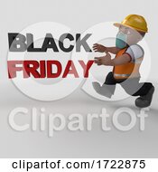 Poster, Art Print Of 3d Contractor In Face Mask On A Shaded Background