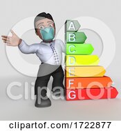 Poster, Art Print Of 3d Business Man In Face Mask On A Shaded Background