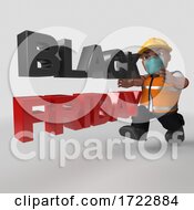 3D Contractor In Face Mask On A Shaded Background