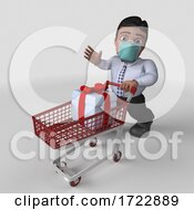 3D Business Man In Face Mask On A Shaded Background